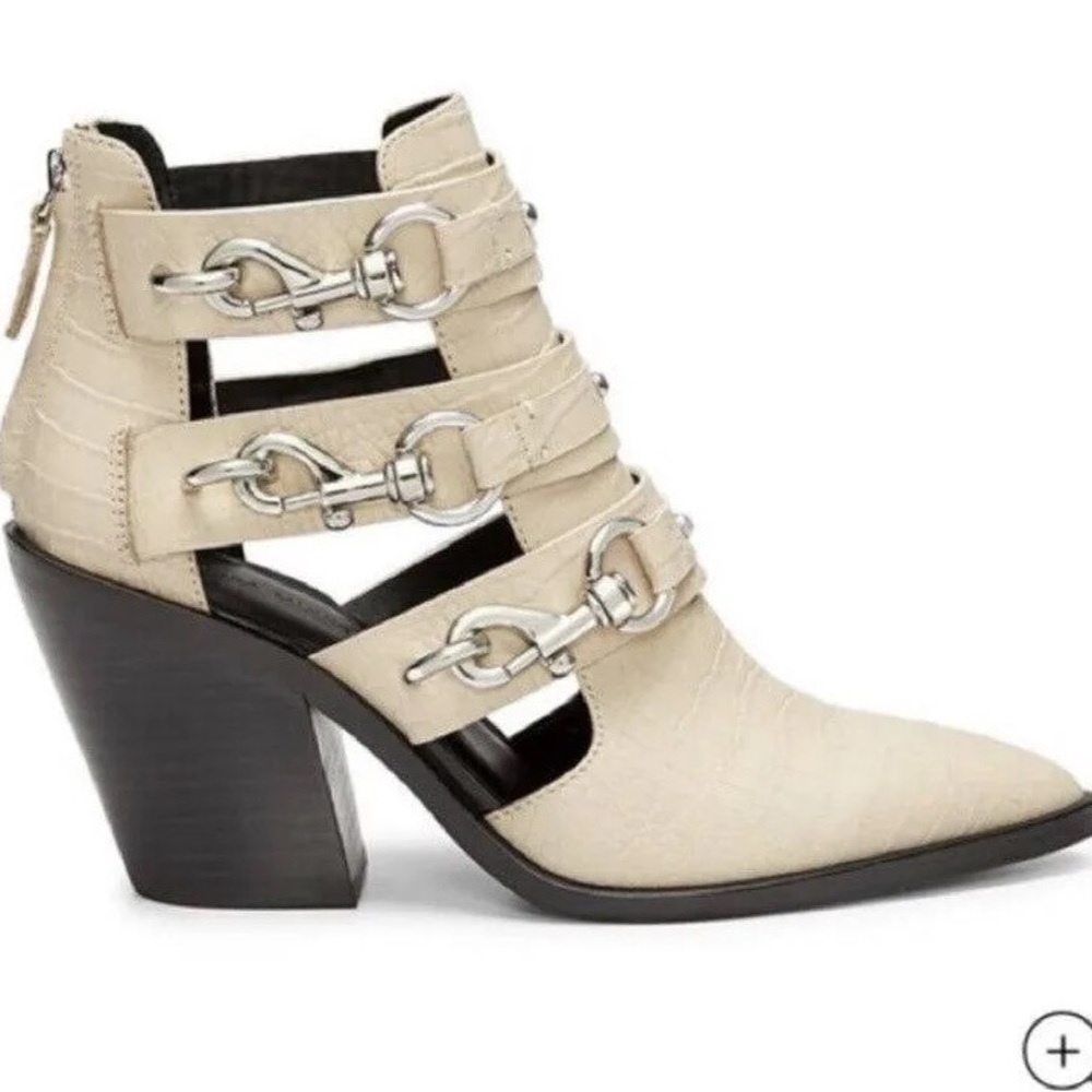 Rebecca Minkoff Women’s Seavie Buckle Strap Clay Leather Ankle Bootie size 9 EUC